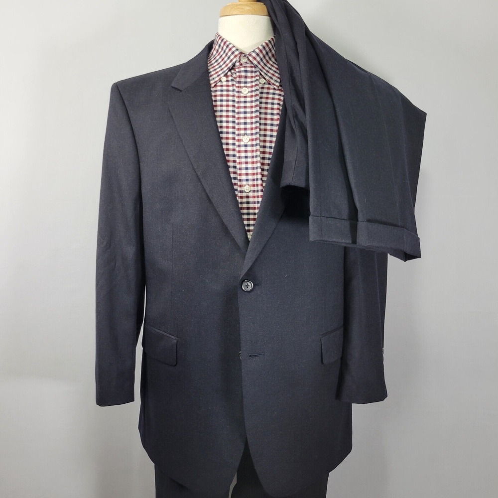 JOS‎ A BANK Men's 2PC Suit Deep Navy Twill Wool Cashmere 48R / Pants size 41x28"